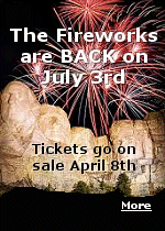 The National Park Service has announced that Independence Day fireworks will return to Mount Rushmore National Memorial this July 3rd. Public access to the event will be awarded through a ticket lottery on the Recreation.gov website. The lottery is scheduled for April 8�April 12. Lottery applications open April 8 at 8 a.m. Mountain Time and close April 12 at 9:59 p.m. Mountain Time. Applicants will be notified of results April 14th.